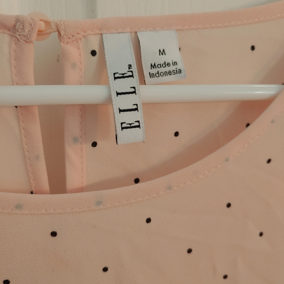 Elle Light Pink Sheer Blouse with Dots Women's Size Medium - Picture 2 of 4